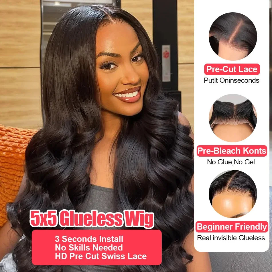 30 32Inch Body Wave HD Lace Front Wigs Pre Plucked Loose Wave 300% Density 13x6 HD Lace Frontal Wig Glueless Human Hair Wig