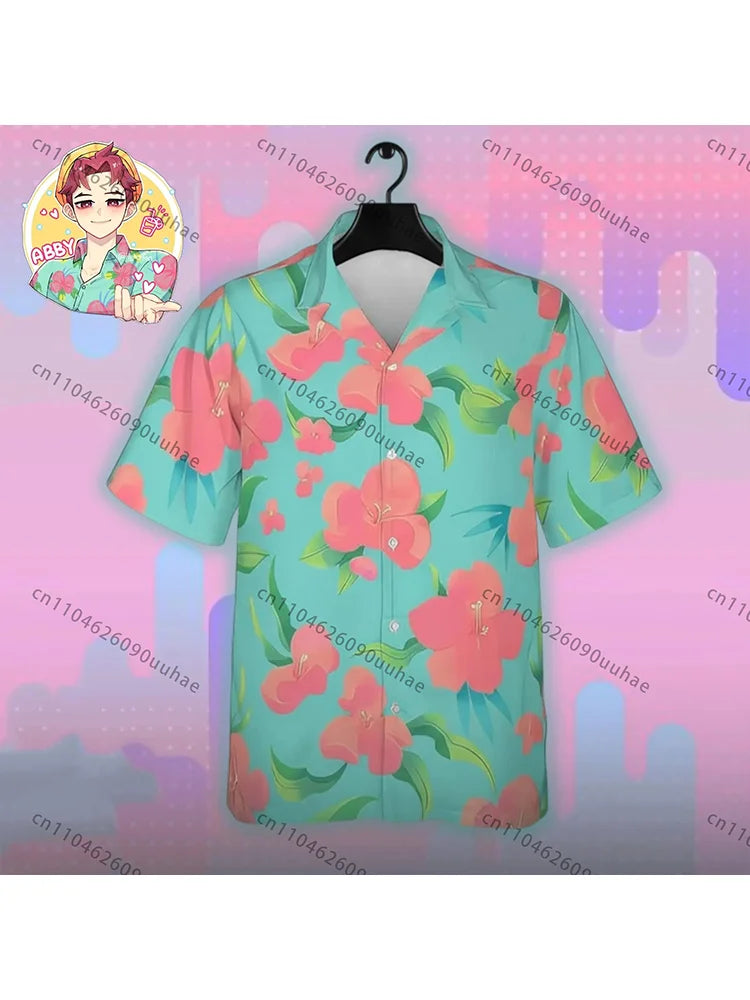 Saja Boys Hawaiian Shirt Fashion Trendy Movie Print Top Korean Streetwear Style Cosplay Outfit Shirts
