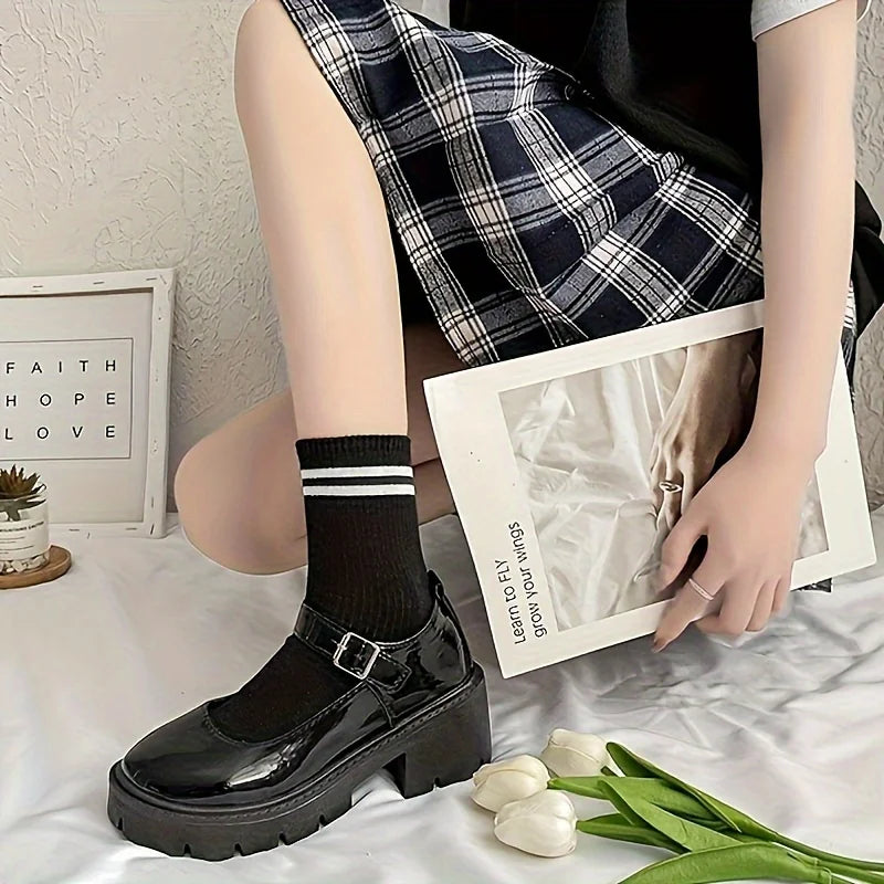 Lolita Shoes Women Japanese Mary Jane Shoes Women Vintage Girls Students JK Uniform High Heel Platform Shoes Cosplay Plus Size