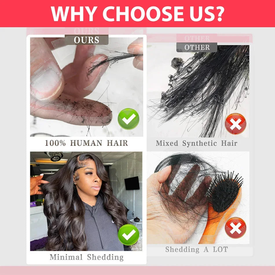 30 32Inch Body Wave HD Lace Front Wigs Pre Plucked Loose Wave 300% Density 13x6 HD Lace Frontal Wig Glueless Human Hair Wig