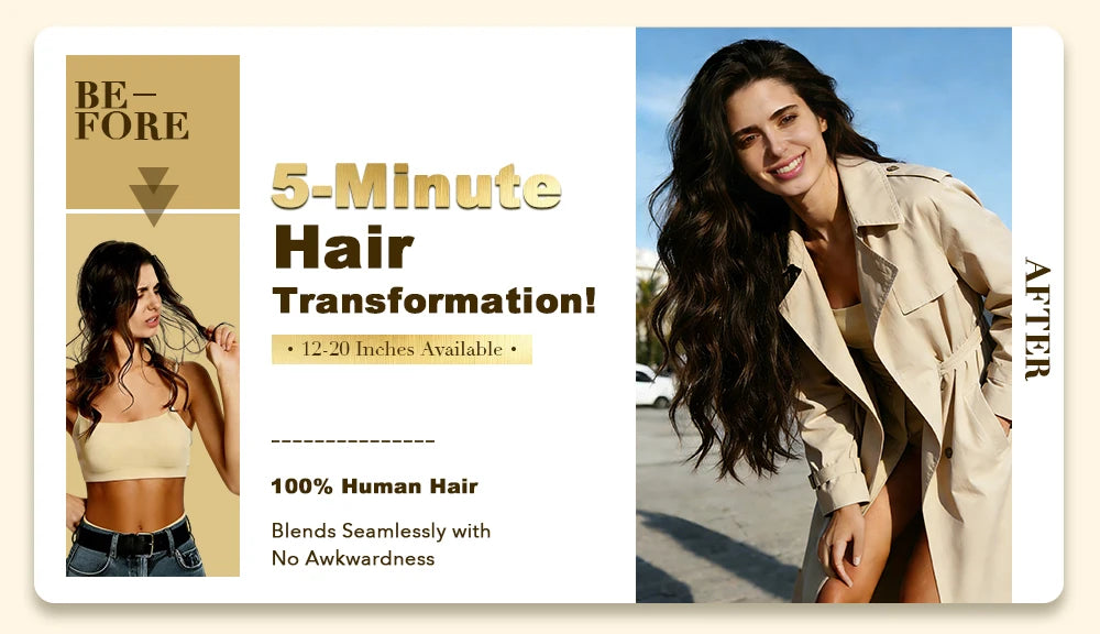 VeSunny Fish Line Human Hair Extension Wire Natural Hair One Piece Invisible Wire Hair Weft with 2 Clips Blonde Soft Remy Hair