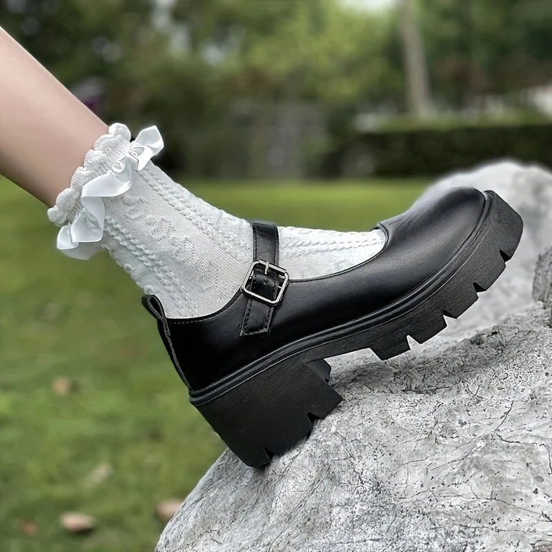 Lolita Shoes Women Japanese Mary Jane Shoes Women Vintage Girls Students JK Uniform High Heel Platform Shoes Cosplay Plus Size
