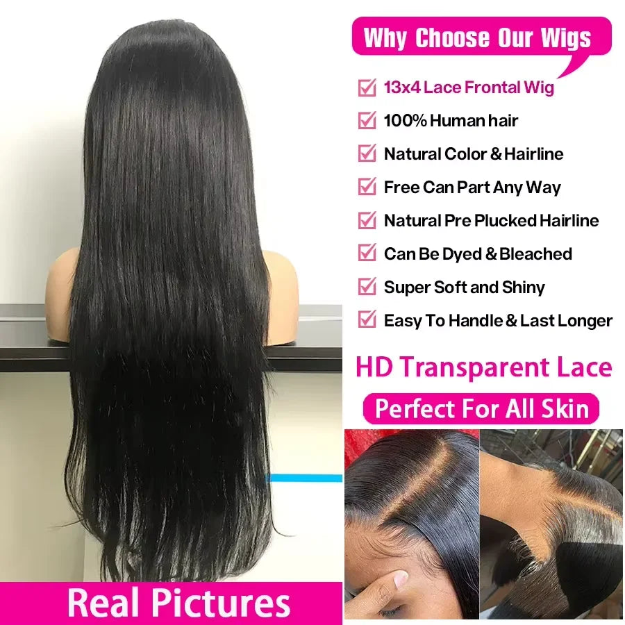 30 32Inch Body Wave HD Lace Front Wigs Pre Plucked Loose Wave 300% Density 13x6 HD Lace Frontal Wig Glueless Human Hair Wig