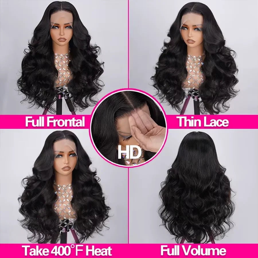 30 32Inch Body Wave HD Lace Front Wigs Pre Plucked Loose Wave 300% Density 13x6 HD Lace Frontal Wig Glueless Human Hair Wig