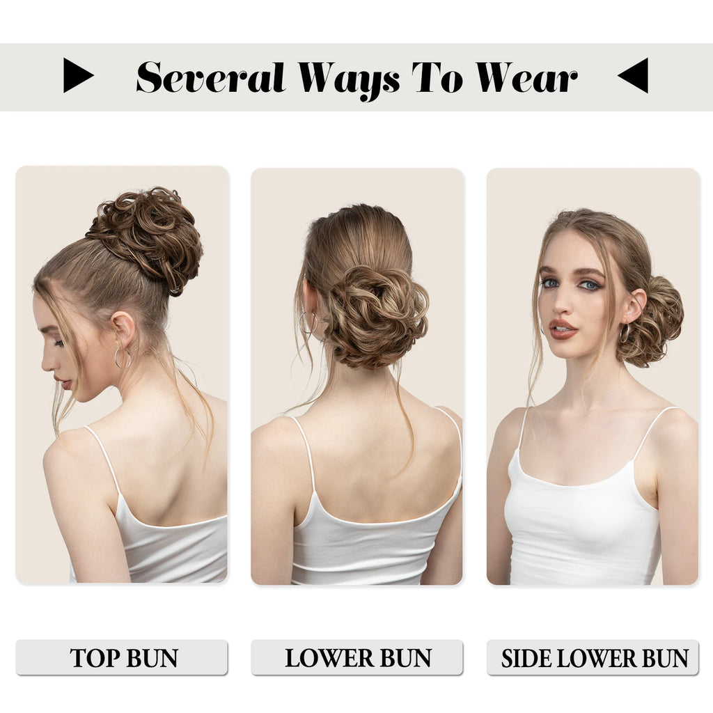 Synthetic Messy Hair Bun Extensions Big Curly Elastic Hair Scrunchies Hairpieces Chignon Donut Updo Hair Pieces for Women