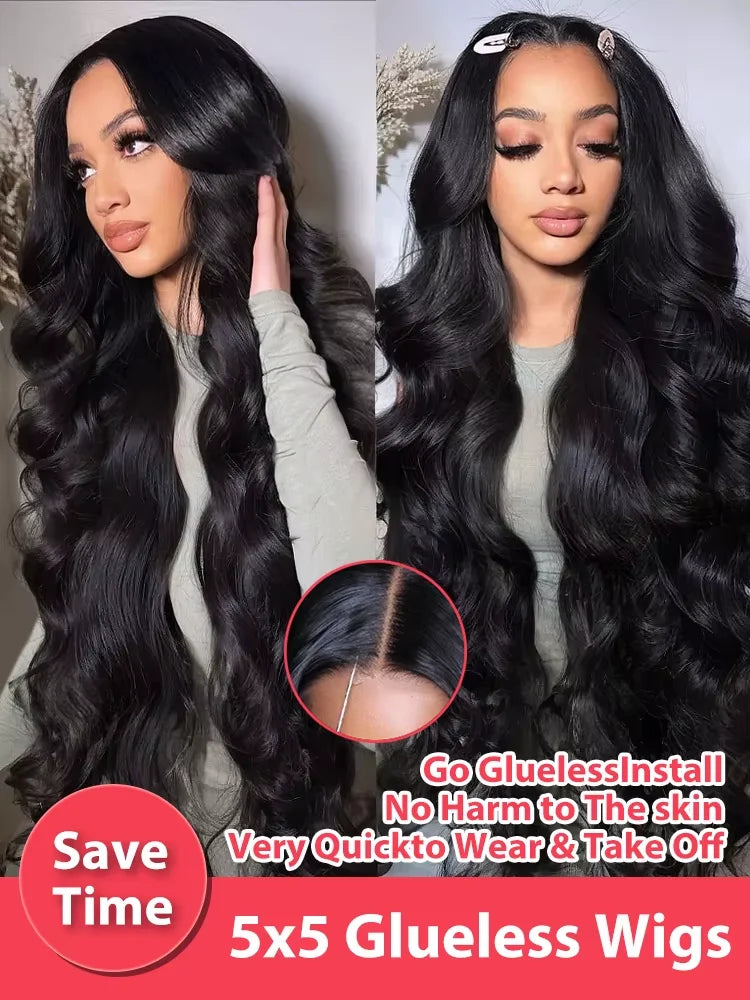 30 32Inch Body Wave HD Lace Front Wigs Pre Plucked Loose Wave 300% Density 13x6 HD Lace Frontal Wig Glueless Human Hair Wig