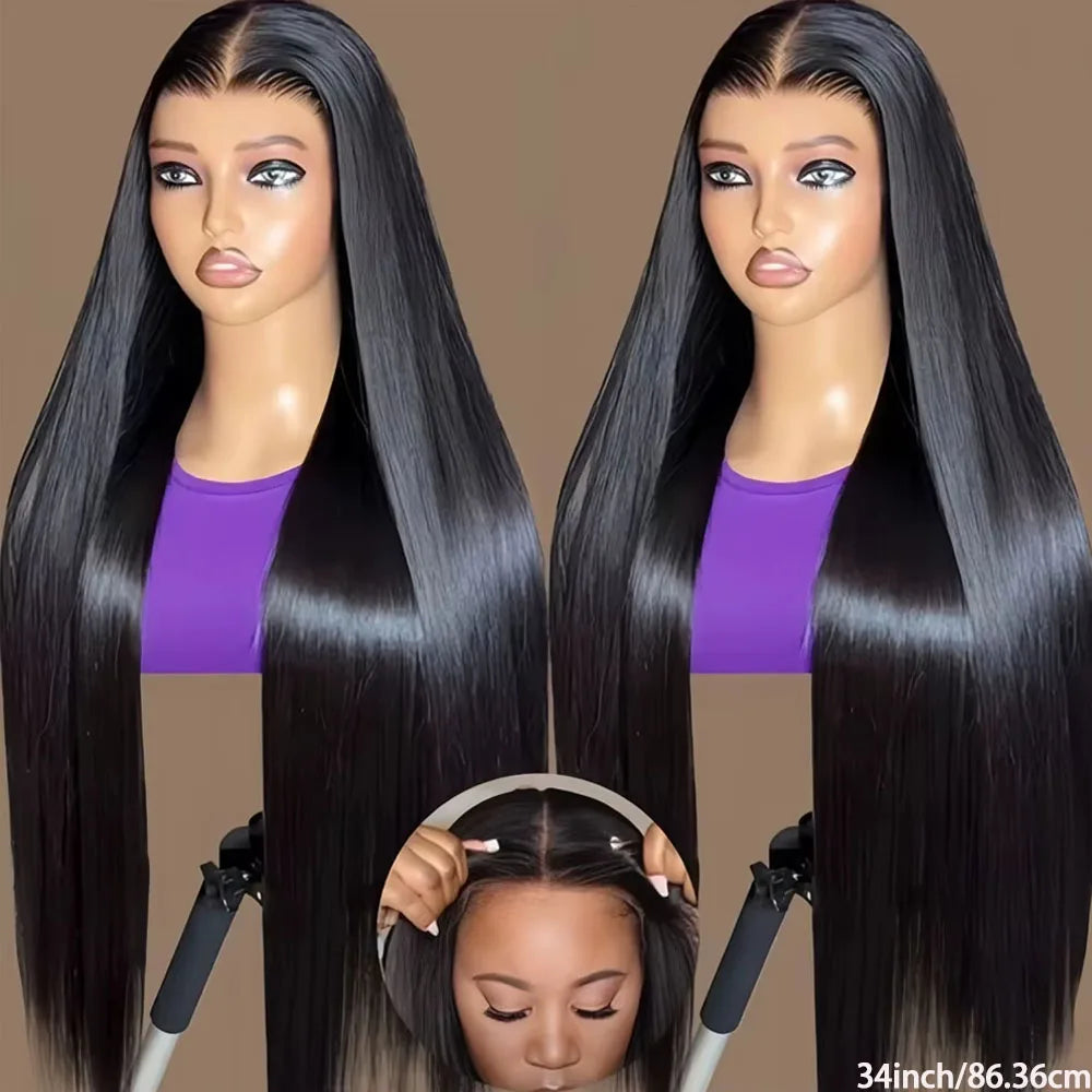 40 Inch Glueless HD Lace 13x4 Front Wig Human Hair 13x6 Ready To Wear Straight Wigs With Pre Plucked 5x5 Closure No Glue Needed