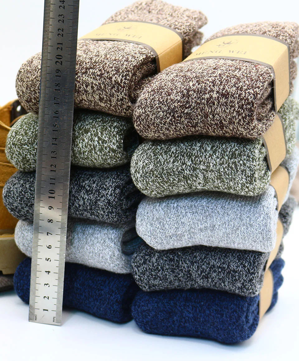 3/5 Pair Winter Men's Merino Wool Socks Super Thick Warm High Quality Harajuku Retro Snow Casual Antifreeze Cashmere Socks Men