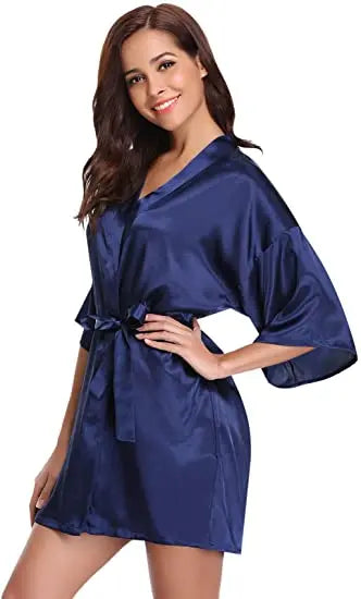 Green Nightgown Solid Color Kimono Lady Elegant Bathrobe Satin Homewear Wedding Bridal Gift Sleepwear Sexy Intimate Lingerie