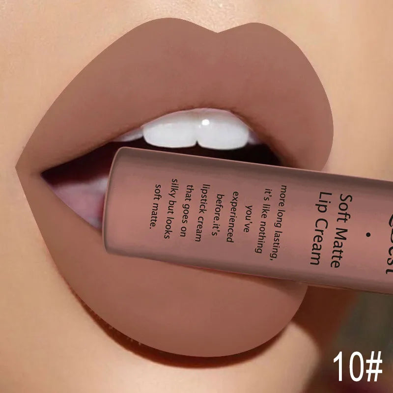 QIBEST Brand 34 Colors Waterproof Matte Nude Lipstick Lipkit Pigment Dark Red Black Long Lasting Lip Gloss Women Makeup Lipgloss