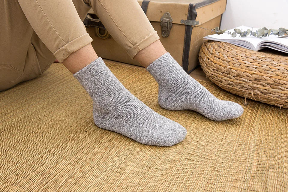 3/5 Pair Winter Men's Merino Wool Socks Super Thick Warm High Quality Harajuku Retro Snow Casual Antifreeze Cashmere Socks Men