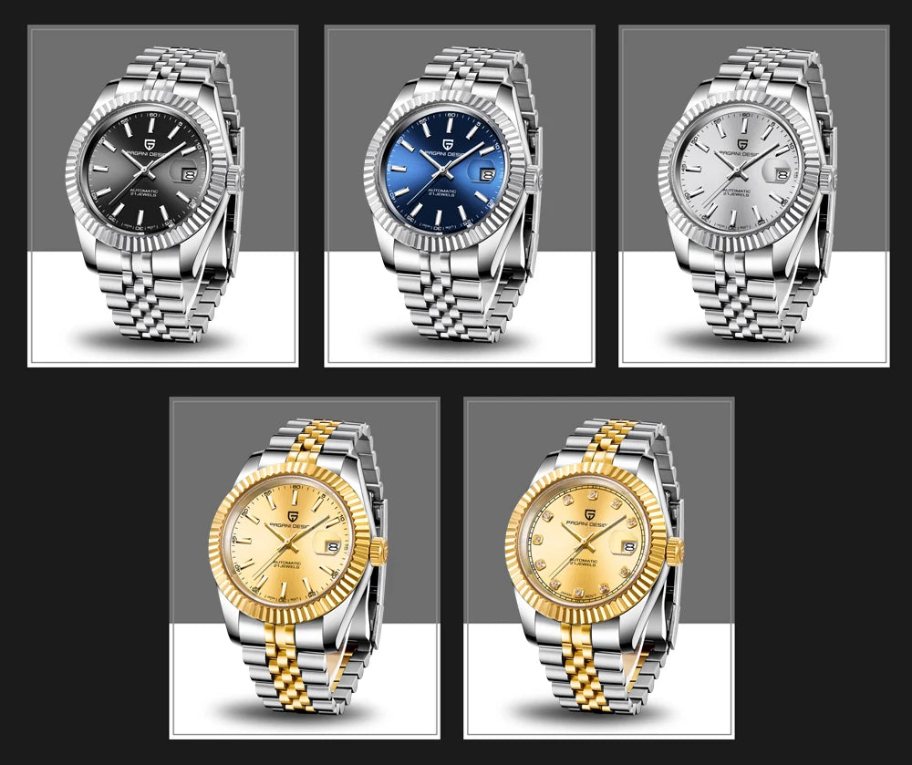 PAGANI DESIGN Man Mechanical Watch Top Brand Luxury Automatic Watch Stainless Steel 100m Waterproof Watch Men Clock Reloj Hombre