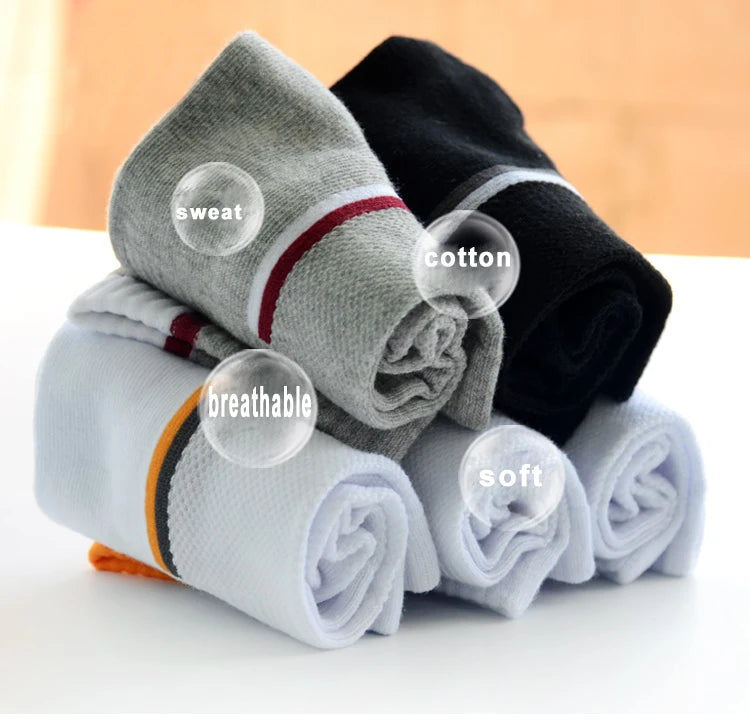10 Pair High Quality Men Ankle Socks Breathable Cotton Sports Socks Mesh Casual Athletic Summer Thin Cut Short Sokken Size 38-48
