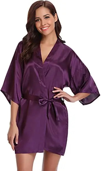 Green Nightgown Solid Color Kimono Lady Elegant Bathrobe Satin Homewear Wedding Bridal Gift Sleepwear Sexy Intimate Lingerie