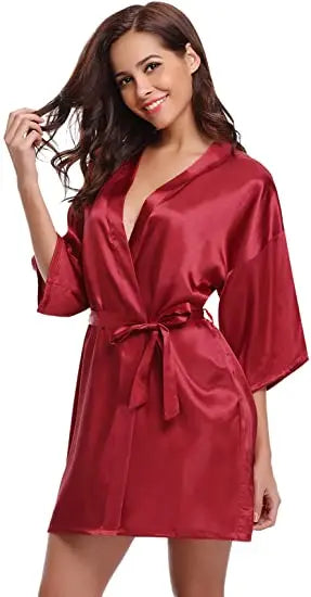 Green Nightgown Solid Color Kimono Lady Elegant Bathrobe Satin Homewear Wedding Bridal Gift Sleepwear Sexy Intimate Lingerie