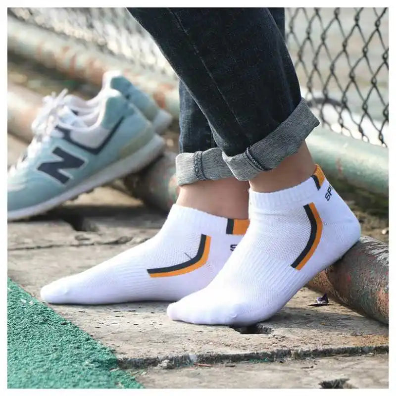 10 Pair High Quality Men Ankle Socks Breathable Cotton Sports Socks Mesh Casual Athletic Summer Thin Cut Short Sokken Size 38-48