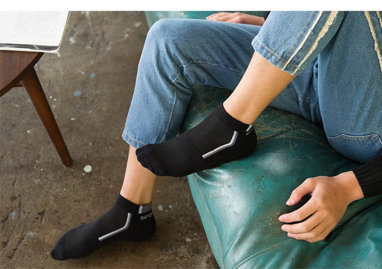 10 Pair High Quality Men Ankle Socks Breathable Cotton Sports Socks Mesh Casual Athletic Summer Thin Cut Short Sokken Size 38-48