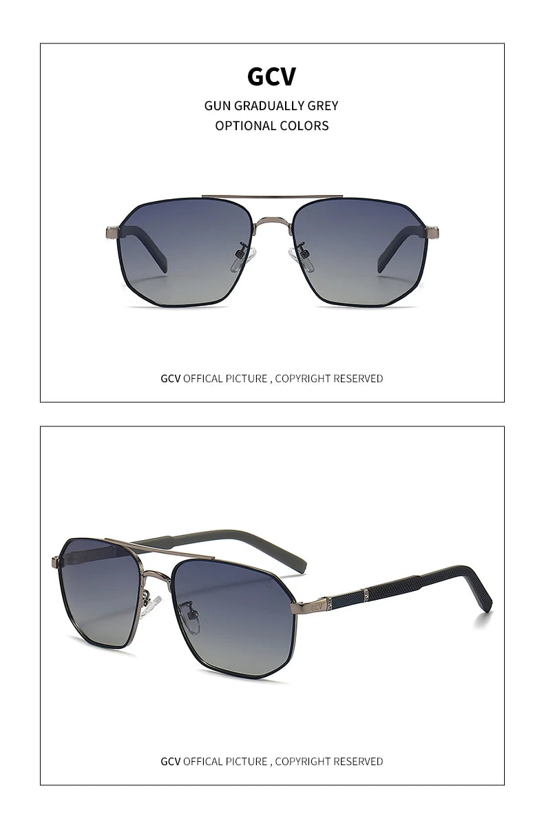 GCV 2025 Brand Classic Pilot Square Polarized Sunglasses Metal Frame Men's Driving Male Sun Glasses Eyewear UV Blocking Luxury
