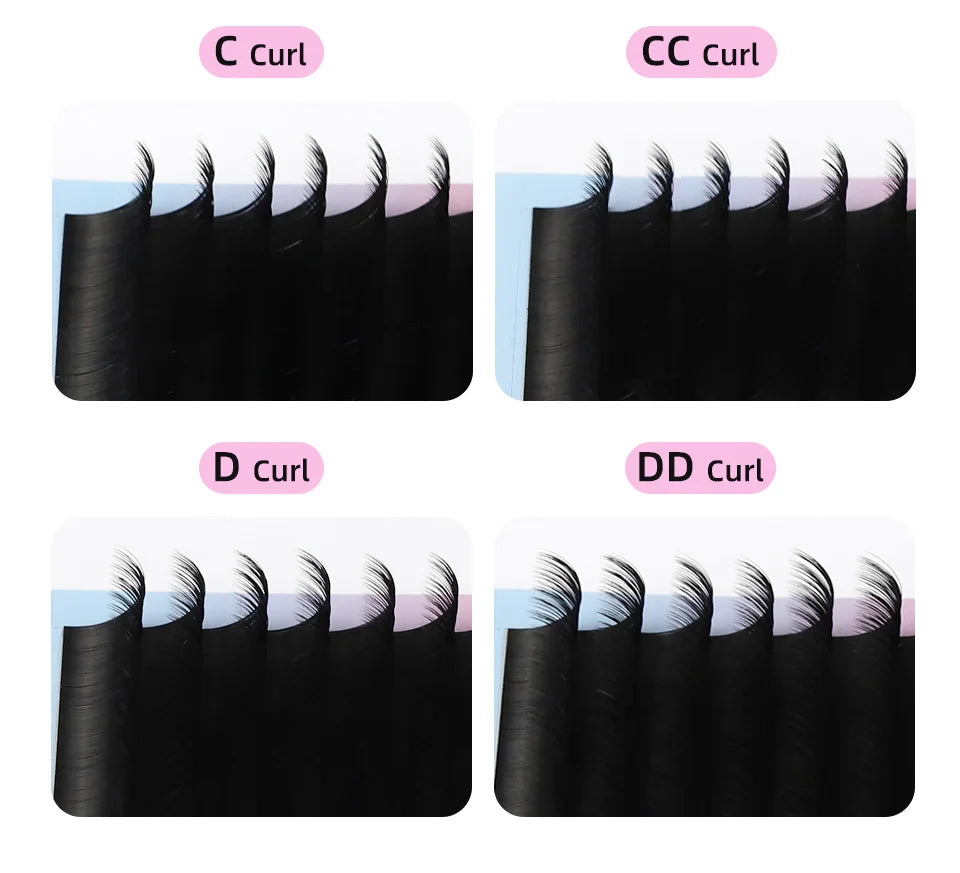 RUJADE 0.03 0.05 0.07 Russian Volume Eyelashes Extension Individual Handmade Lashes Fans Silk False Mink Eyelash Pinching Fans