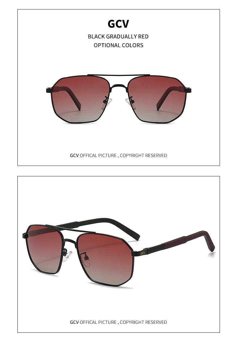 GCV 2025 Brand Classic Pilot Square Polarized Sunglasses Metal Frame Men's Driving Male Sun Glasses Eyewear UV Blocking Luxury