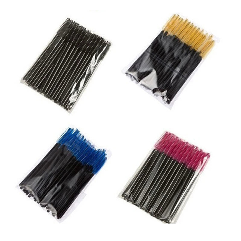 New 5/25/50Pcs Wholesale Crystal Eyelashes Brush Applicator Eyelash Brushes Plastic Mascara Wand Lashes Extension Makeup Beauty