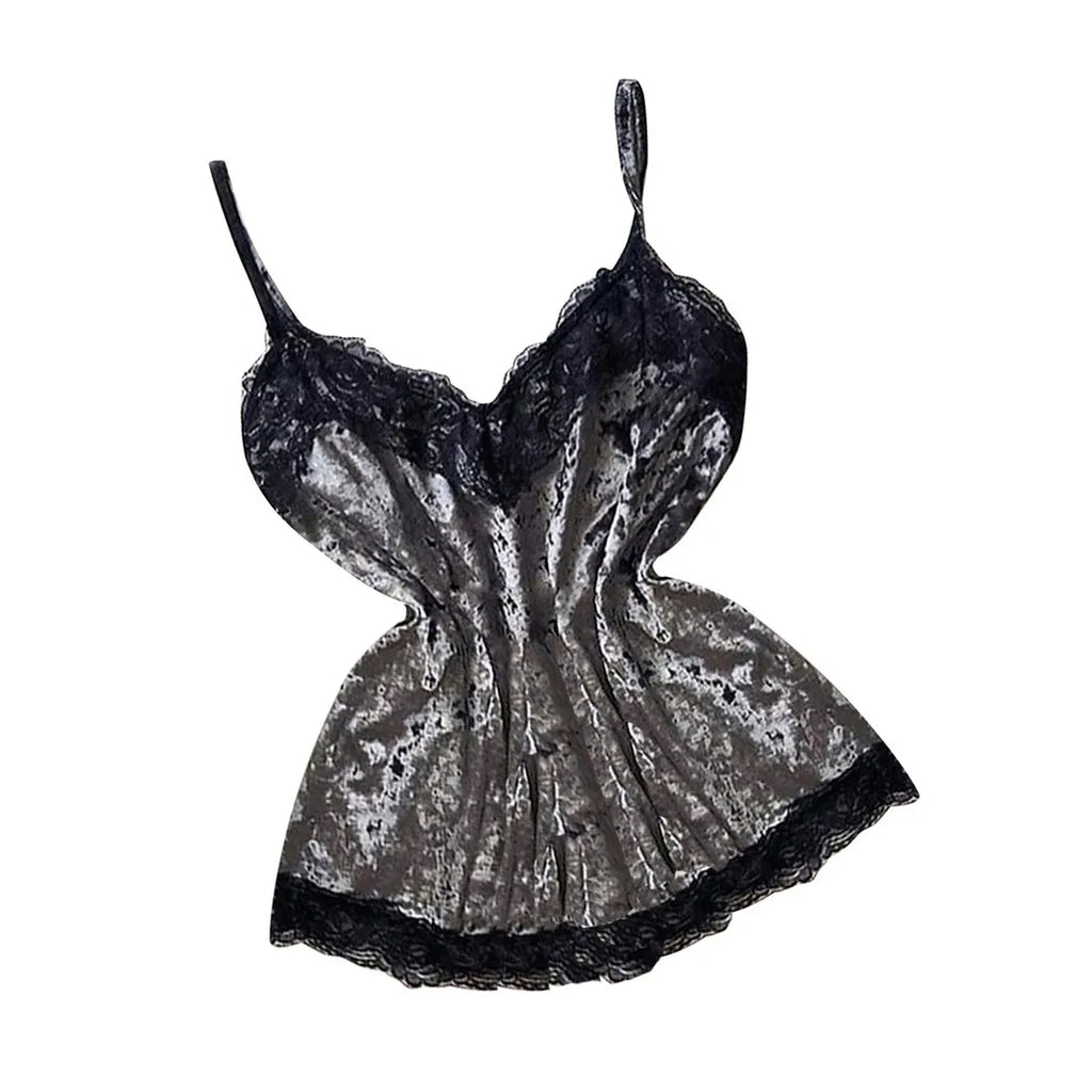 Summer Pyjamas Women Velvet Bow Sleepwear Sleeveless Strap Nightwear Lace Trim Cami Top Pajama Sets Femme Sexy Lingerie
