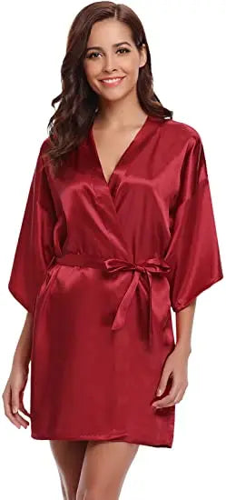 Green Nightgown Solid Color Kimono Lady Elegant Bathrobe Satin Homewear Wedding Bridal Gift Sleepwear Sexy Intimate Lingerie