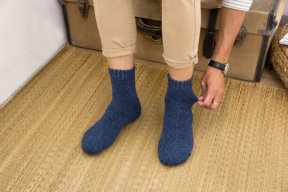 3/5 Pair Winter Men's Merino Wool Socks Super Thick Warm High Quality Harajuku Retro Snow Casual Antifreeze Cashmere Socks Men