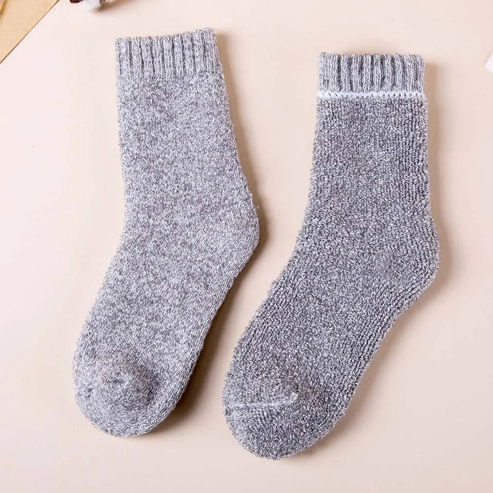 3/5 Pair Winter Men's Merino Wool Socks Super Thick Warm High Quality Harajuku Retro Snow Casual Antifreeze Cashmere Socks Men