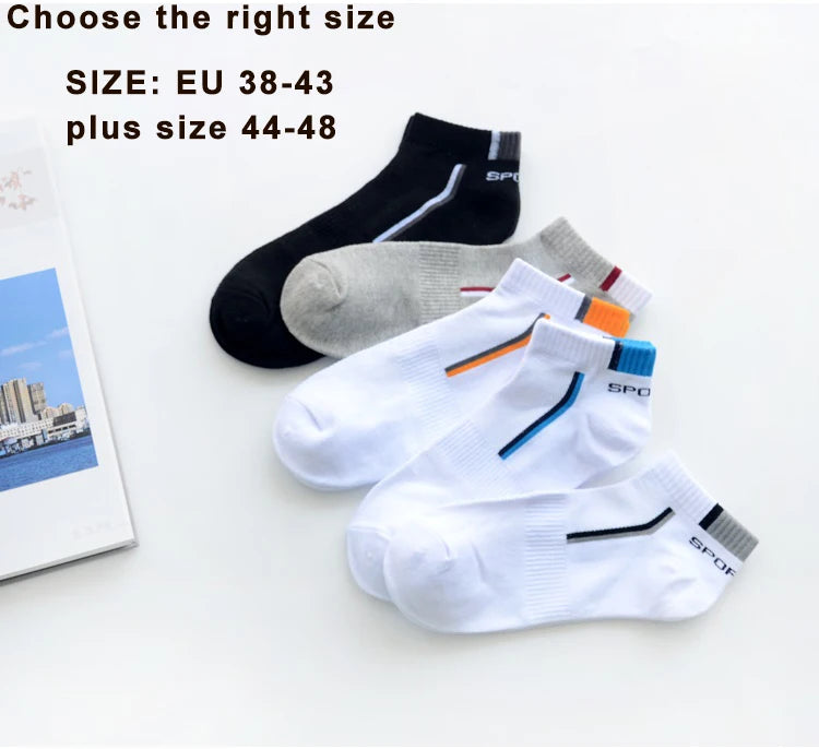 10 Pair High Quality Men Ankle Socks Breathable Cotton Sports Socks Mesh Casual Athletic Summer Thin Cut Short Sokken Size 38-48