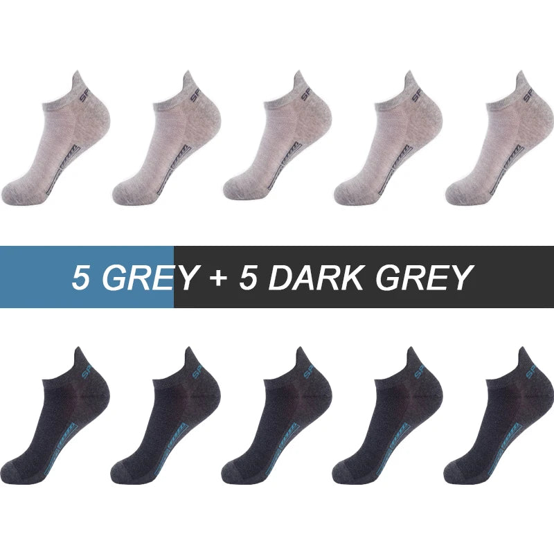 10Pairs High Quality Men Ankle Socks Breathable Cotton Sports Socks Mesh Casual Athletic Summer Thin Cut Short Sokken Size 38-48