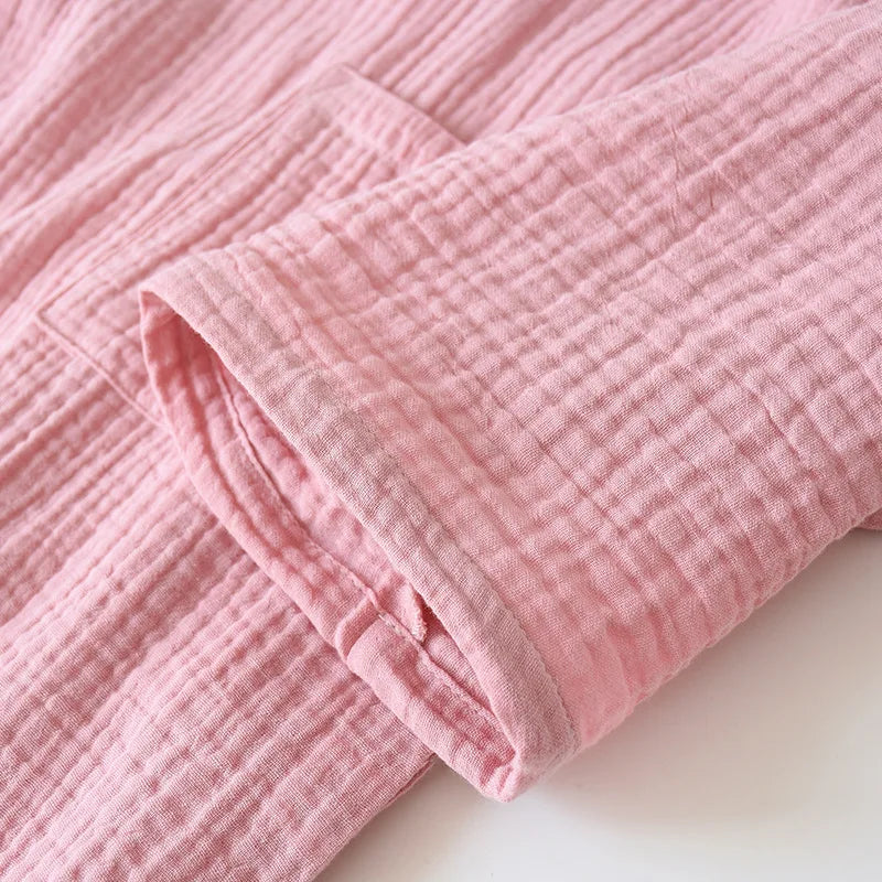 2026 Japanese Kimono Set 100%Cotton Pajamas Two-piece Couple Yukata Loose Men's And Women's Sweat Steaming Suit Home Service Set