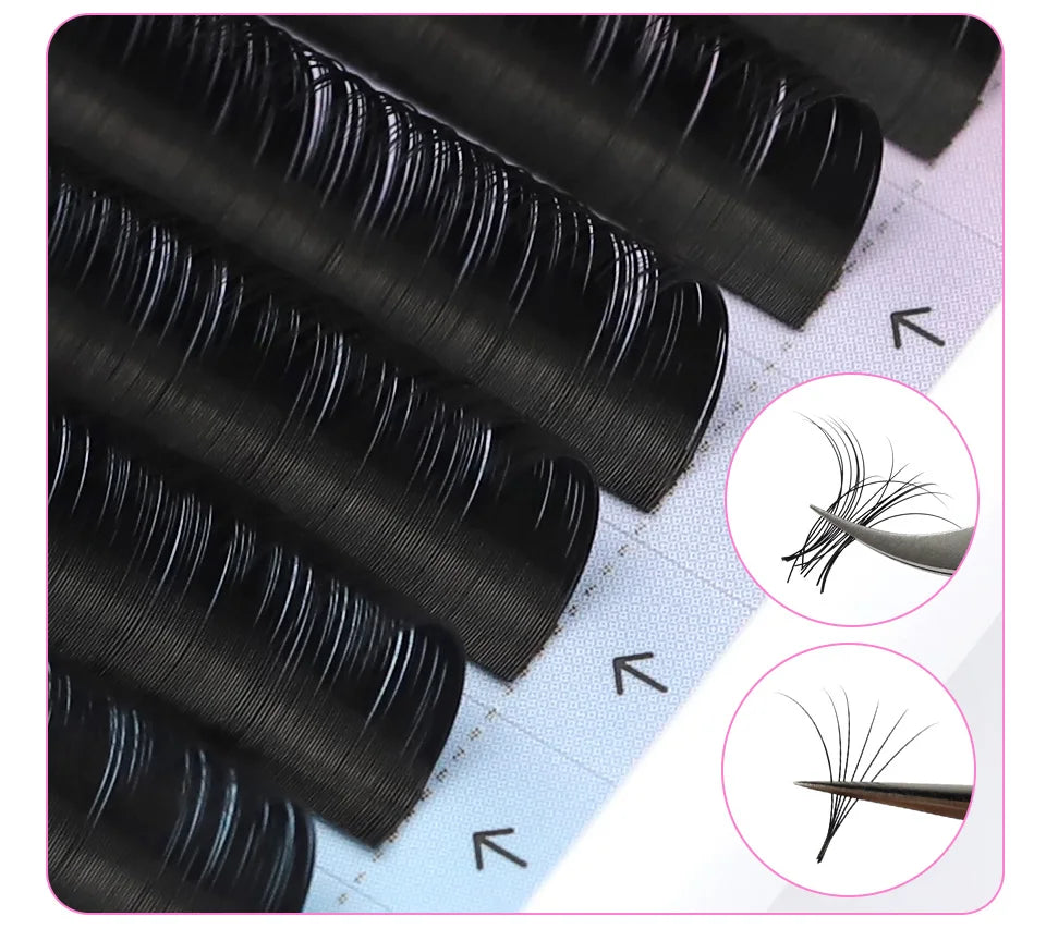 RUJADE 0.03 0.05 0.07 Russian Volume Eyelashes Extension Individual Handmade Lashes Fans Silk False Mink Eyelash Pinching Fans