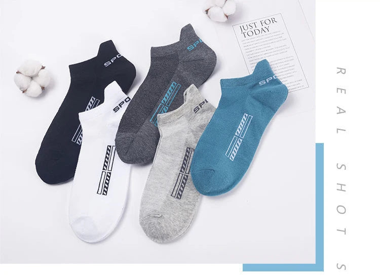 10Pairs High Quality Men Ankle Socks Breathable Cotton Sports Socks Mesh Casual Athletic Summer Thin Cut Short Sokken Size 38-48