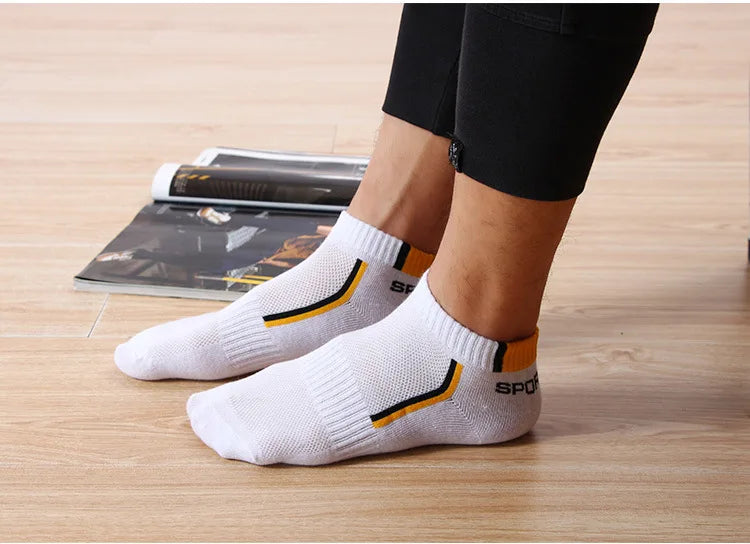 10 Pair High Quality Men Ankle Socks Breathable Cotton Sports Socks Mesh Casual Athletic Summer Thin Cut Short Sokken Size 38-48