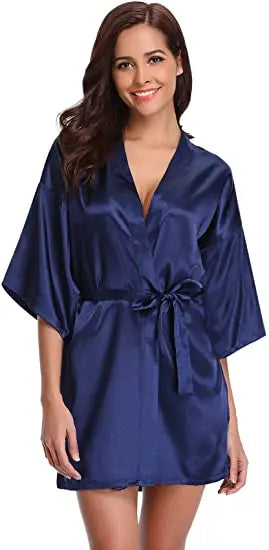 Green Nightgown Solid Color Kimono Lady Elegant Bathrobe Satin Homewear Wedding Bridal Gift Sleepwear Sexy Intimate Lingerie