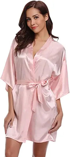 Green Nightgown Solid Color Kimono Lady Elegant Bathrobe Satin Homewear Wedding Bridal Gift Sleepwear Sexy Intimate Lingerie