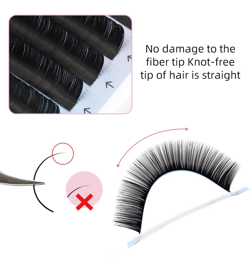 RUJADE 0.03 0.05 0.07 Russian Volume Eyelashes Extension Individual Handmade Lashes Fans Silk False Mink Eyelash Pinching Fans
