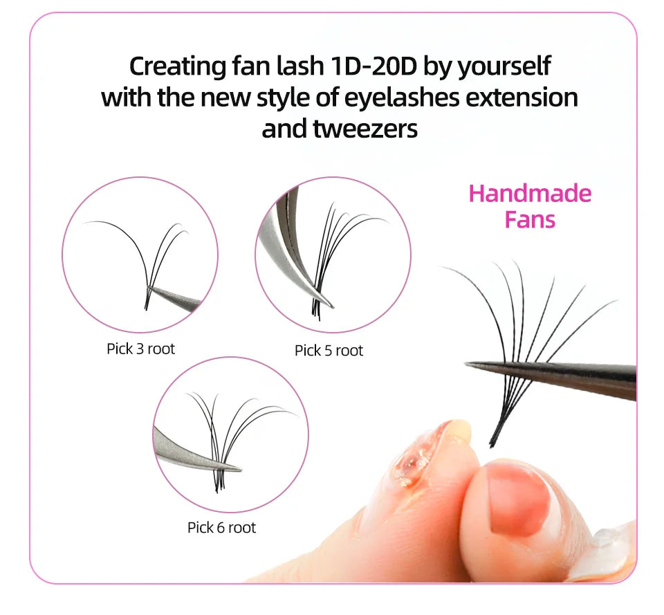 RUJADE 0.03 0.05 0.07 Russian Volume Eyelashes Extension Individual Handmade Lashes Fans Silk False Mink Eyelash Pinching Fans