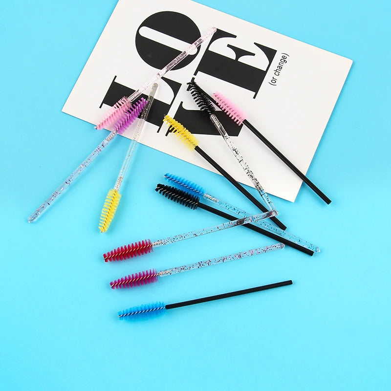 New 5/25/50Pcs Wholesale Crystal Eyelashes Brush Applicator Eyelash Brushes Plastic Mascara Wand Lashes Extension Makeup Beauty