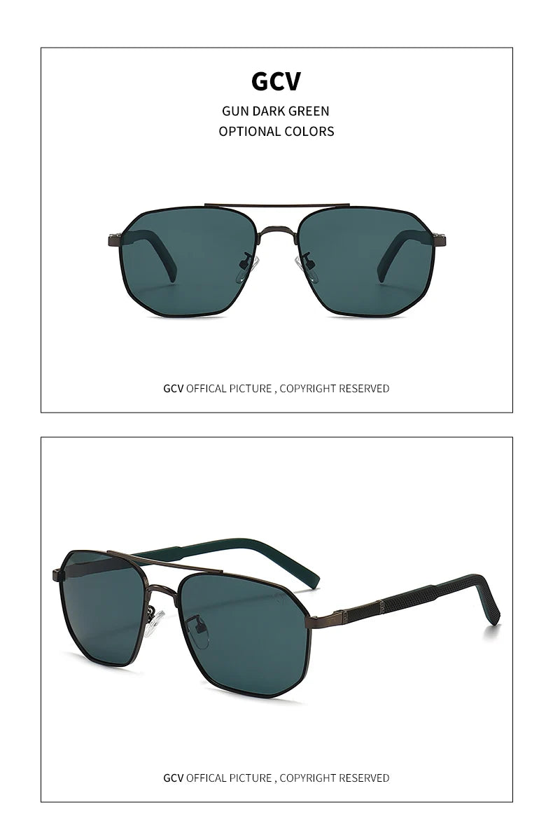 GCV 2025 Brand Classic Pilot Square Polarized Sunglasses Metal Frame Men's Driving Male Sun Glasses Eyewear UV Blocking Luxury