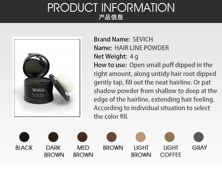 Sevich Hairline Powder 4g Hairline Shadow Powder Women Men Makeup Hair Concealer Natural Cover Unisex Hair Straightener Brush