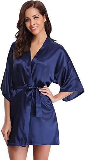 Green Nightgown Solid Color Kimono Lady Elegant Bathrobe Satin Homewear Wedding Bridal Gift Sleepwear Sexy Intimate Lingerie
