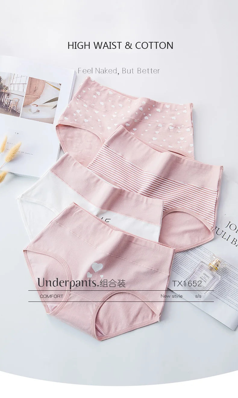 4Pcs Plus Size M-5XL Panties Women Cotton High Waist Slimming Underwear Seamless Girls Briefs Sexy Female Breathable Lingerie