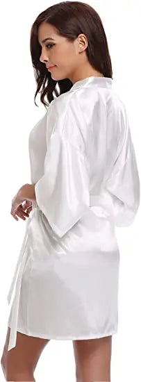 Green Nightgown Solid Color Kimono Lady Elegant Bathrobe Satin Homewear Wedding Bridal Gift Sleepwear Sexy Intimate Lingerie