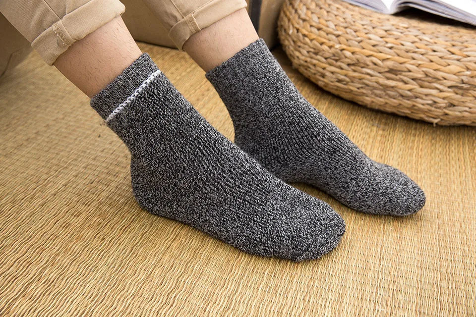 3/5 Pair Winter Men's Merino Wool Socks Super Thick Warm High Quality Harajuku Retro Snow Casual Antifreeze Cashmere Socks Men