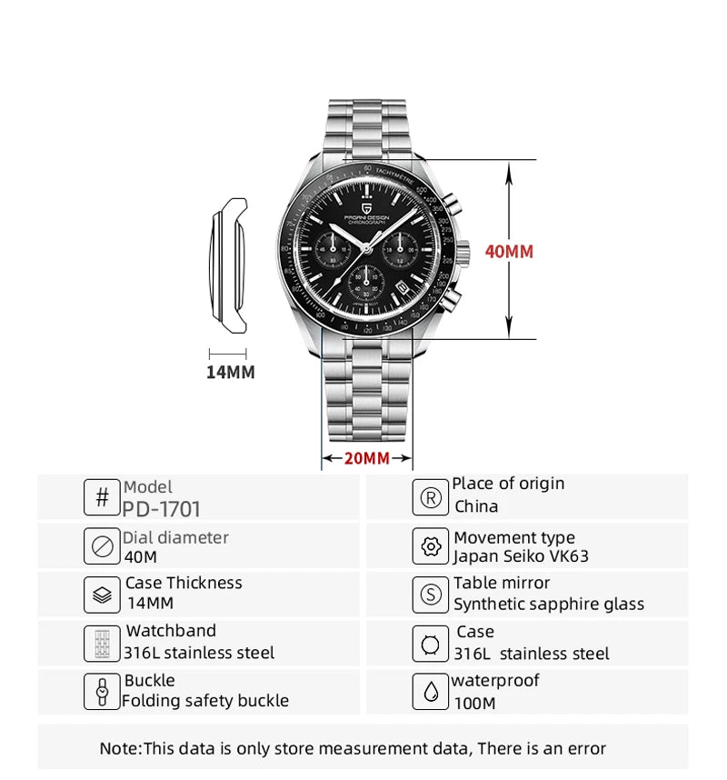 2026 New PAGANI DESIGN Tribute to CK2998 Moon Watch Retro Luxury Quartz Watches For Men Stainless steel Sport Chronograph Man