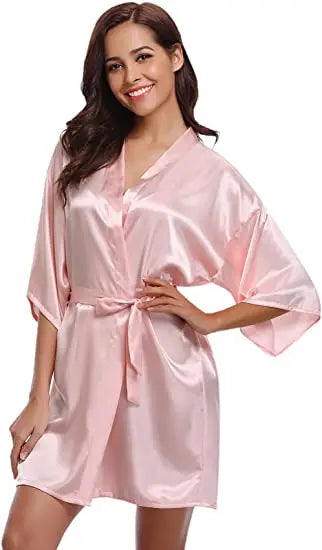 Green Nightgown Solid Color Kimono Lady Elegant Bathrobe Satin Homewear Wedding Bridal Gift Sleepwear Sexy Intimate Lingerie