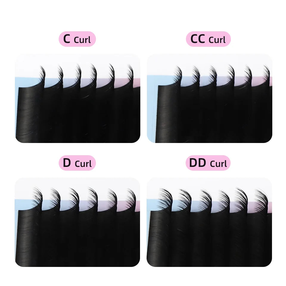 RUJADE 0.03 0.05 0.07 Russian Volume Eyelashes Extension Individual Handmade Lashes Fans Silk False Mink Eyelash Pinching Fans