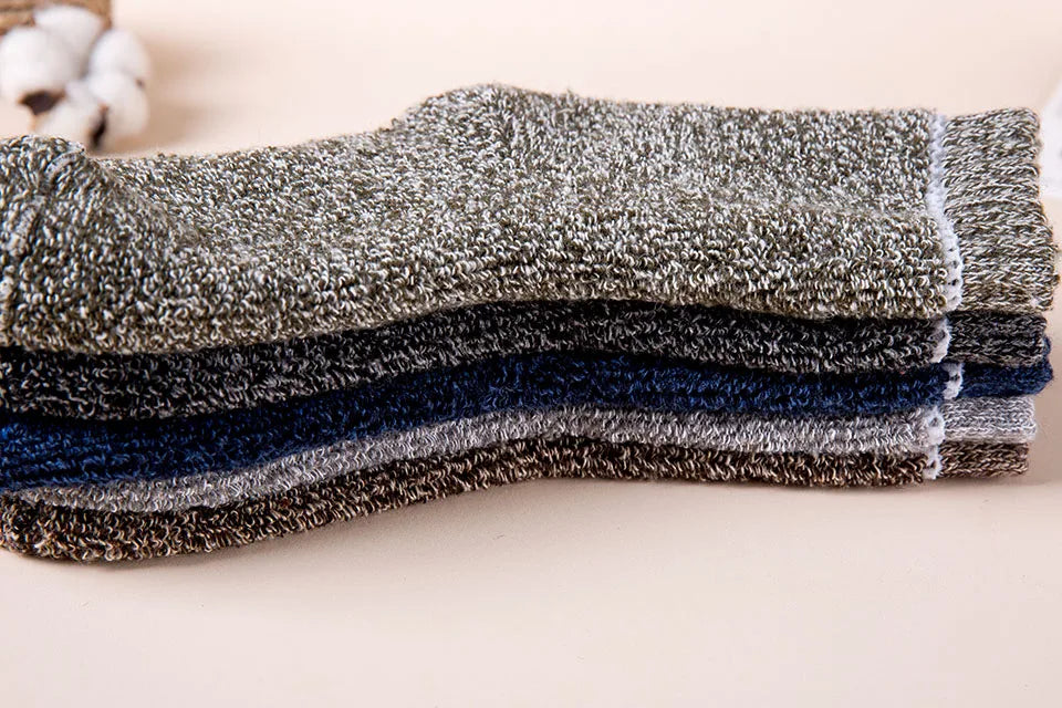 3/5 Pair Winter Men's Merino Wool Socks Super Thick Warm High Quality Harajuku Retro Snow Casual Antifreeze Cashmere Socks Men